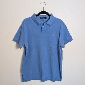 Polo Ralph Lauren Mesh Cotton Blue Custom Slim Fit Polo Shirt Men Size XL Preppy
